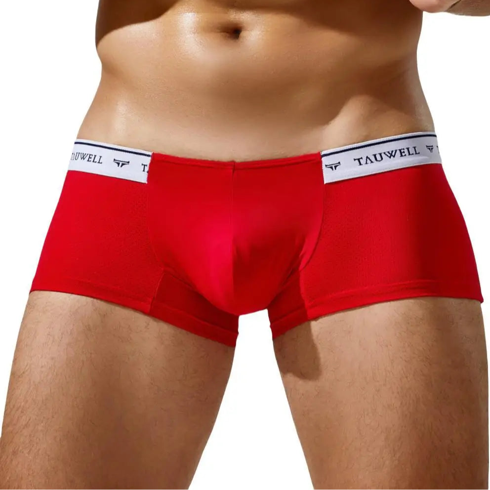 a hot man in red TAUWELL White Collar Mini Trunks - pridevoyageshop.com - gay men’s thongs, boxers, briefs and jockstraps