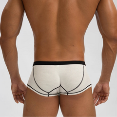 a hot man in white Men's Ribbed Rendezvous Mini Trunks - pridevoyageshop.com - gay men’s thongs, boxers, briefs and jockstraps