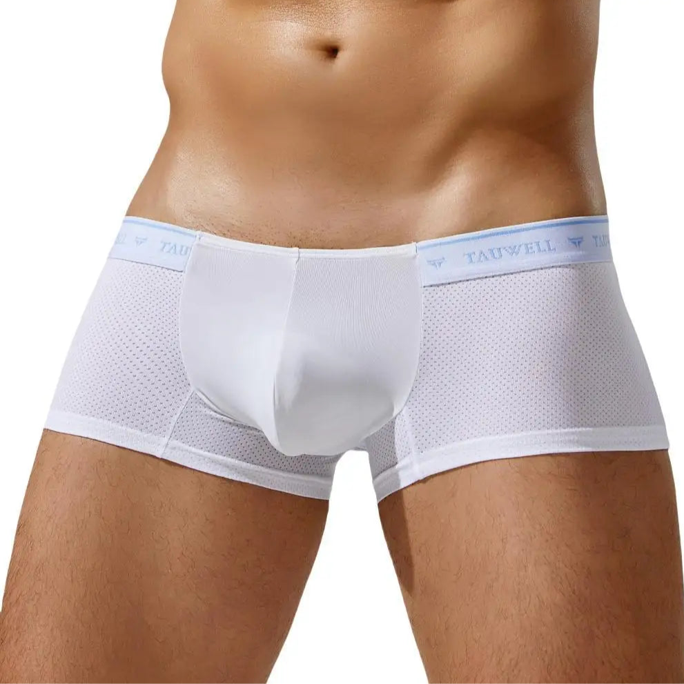 a hot man in white TAUWELL White Collar Mini Trunks - pridevoyageshop.com - gay men’s thongs, boxers, briefs and jockstraps