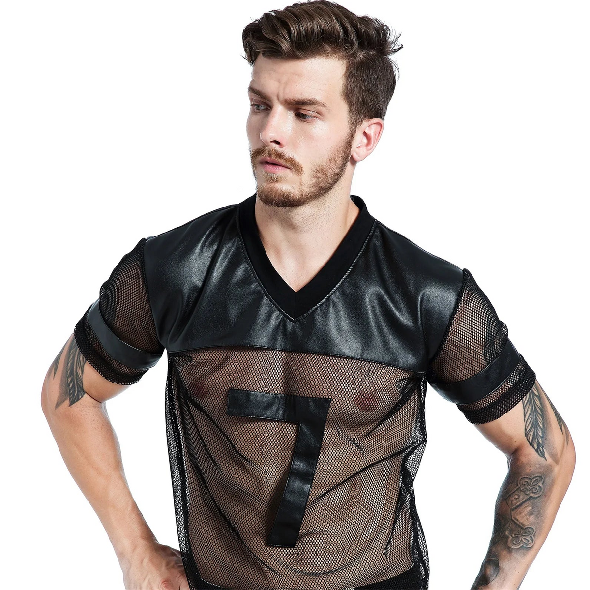a sexy man in 7 Men’s The QB Mesh Jersey – pridevoyageshop.com – gay men’s harness, lingerie and fetish wear