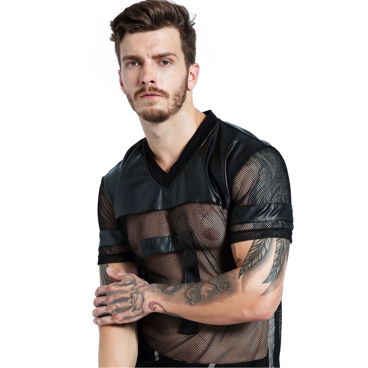 a sexy man in 7 Men’s The QB Mesh Jersey – pridevoyageshop.com – gay men’s harness, lingerie and fetish wear