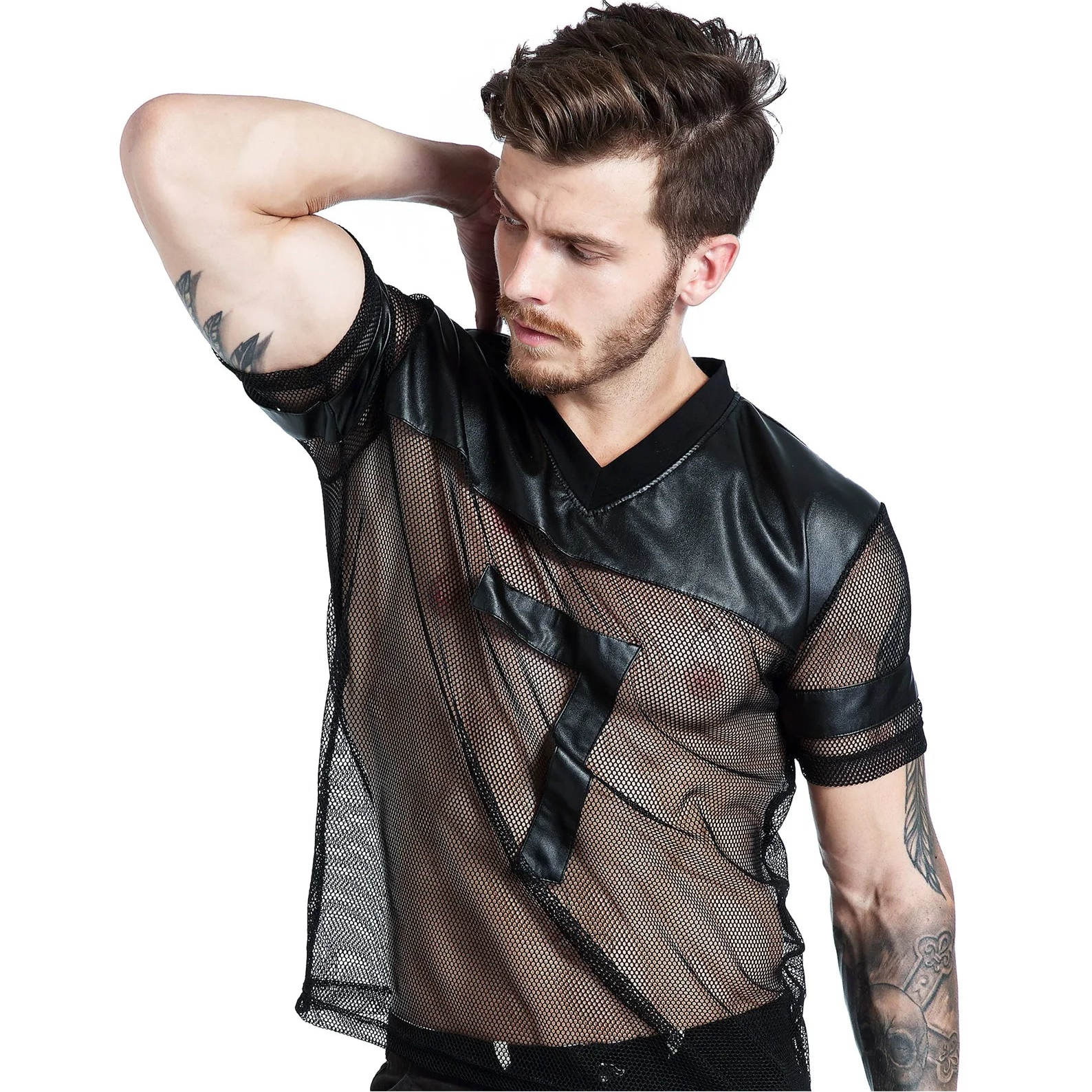 a sexy man in 7 Men’s The QB Mesh Jersey – pridevoyageshop.com – gay men’s harness, lingerie and fetish wear