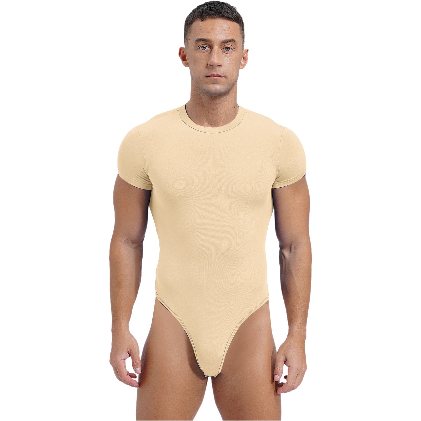 a sexy man in Beige Afters Bodysuit - pridevoyageshop.com - gay men's lingerie, bodywear, fetish wear
