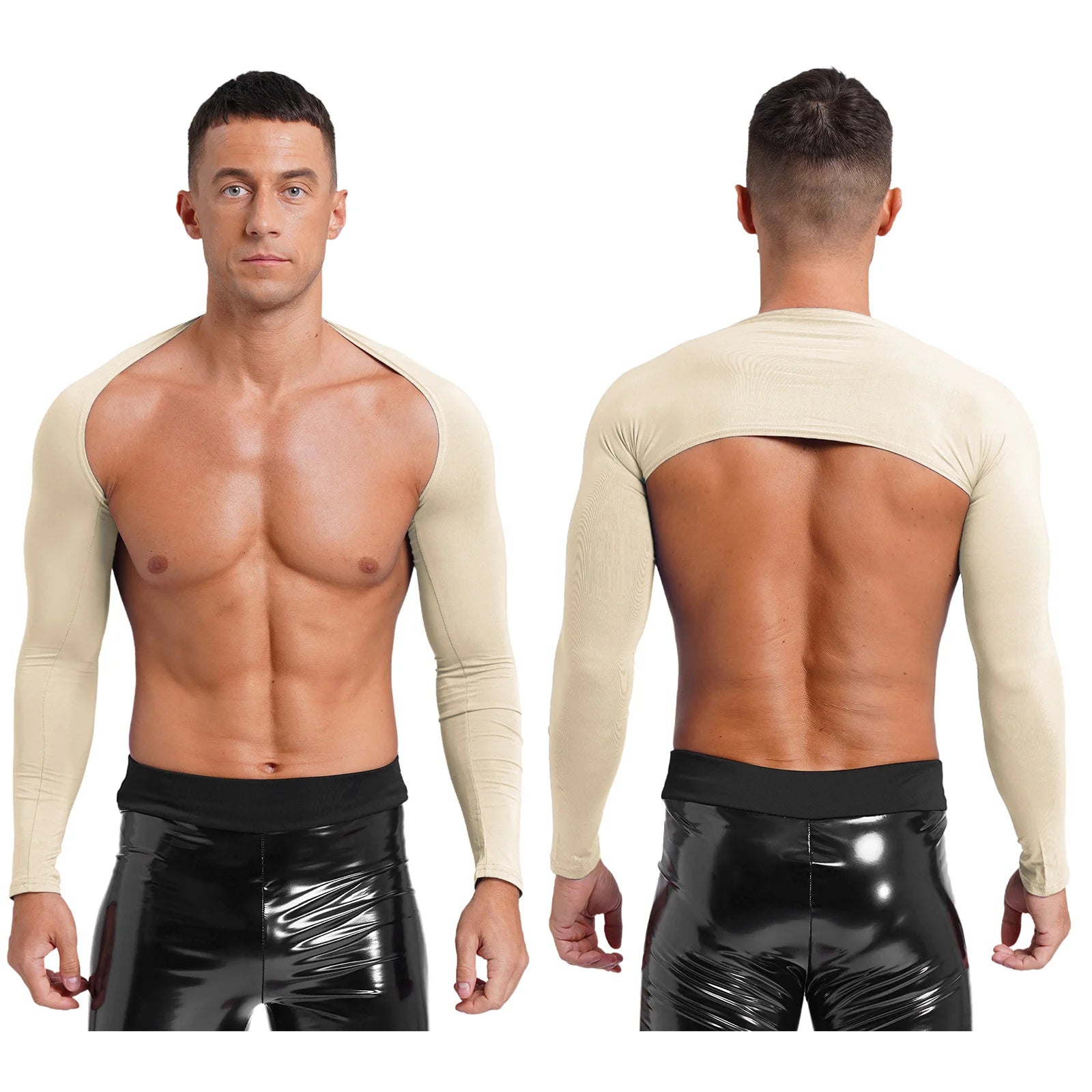 a sexy man in Beige Night Bus Hookup Shrug - pridevoyageshop.com - gay men's fashion, clubwear, party outfit
