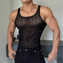 a sexy man in Black After Dark Panther Mesh Tank - pridevoyageshop.com - gay men's fashion, clubwear, party outfit
