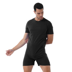 a sexy man in Black Boy Next Door Romper - pridevoyageshop.com - gay men's lingerie, bodywear, fetish wear
