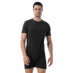 a sexy man in Black Boy Next Door Romper - pridevoyageshop.com - gay men's lingerie, bodywear, fetish wear

