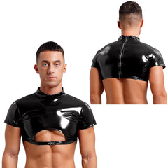 a sexy man in Black Boy is feeding Vinyl Chest Top - pridevoyageshop.com - gay men's fashion, clubwear, party outfit
