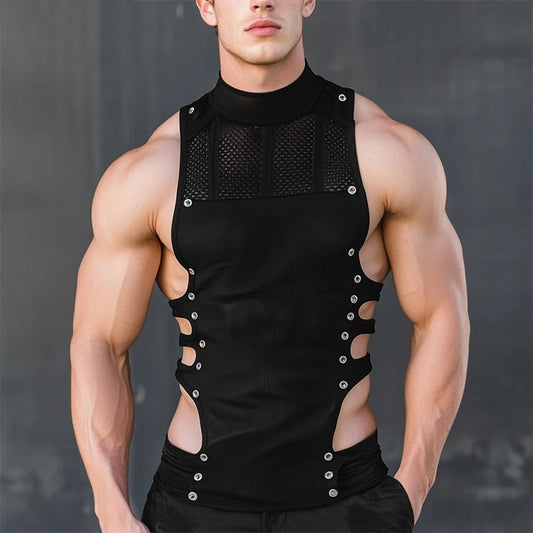 a sexy man in Black Cruising Bait Cutout Top - pridevoyageshop.com - gay men's harness, fetish gear, rave outfit
