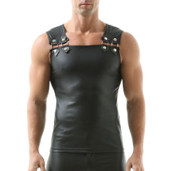 a sexy man in Black Darkroom Patrol Fetish Tank - pridevoyageshop.com - gay men's harness, fetish gear, rave outfit
