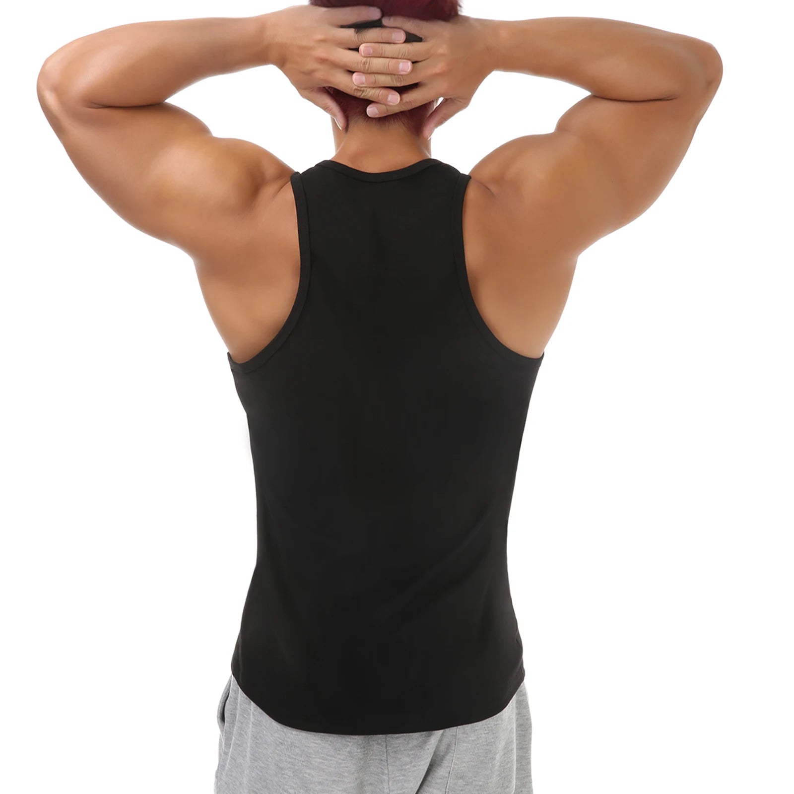 a sexy man in Black Discipline Plunge Tank - pridevoyageshop.com - gay men's fashion, clubwear, party outfit
