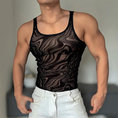 a sexy man in Black Disco Mirage Mesh Top - pridevoyageshop.com - gay men's fashion, clubwear, party outfit
