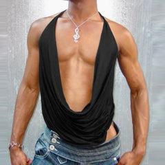 a sexy man in Black Goddess Drape Top - pridevoyageshop.com - gay men's fashion, clubwear, party outfit
