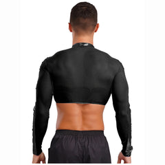 a sexy man in Black Hyperstrike Crop Jacket - pridevoyageshop.com - gay men's fashion, clubwear, party outfit
