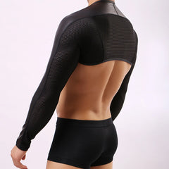 a sexy man in Black Late Checkout Fetish Bolero - pridevoyageshop.com - gay men's fetish accessories, kinky play gear

