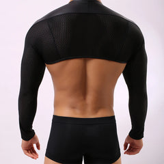 a sexy man in Black Late Checkout Fetish Bolero - pridevoyageshop.com - gay men's fetish accessories, kinky play gear
