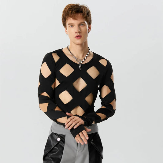 a sexy man in Black No Talking Cutout Bodysuit - pridevoyageshop.com - gay men's lingerie, bodywear, fetish wear
