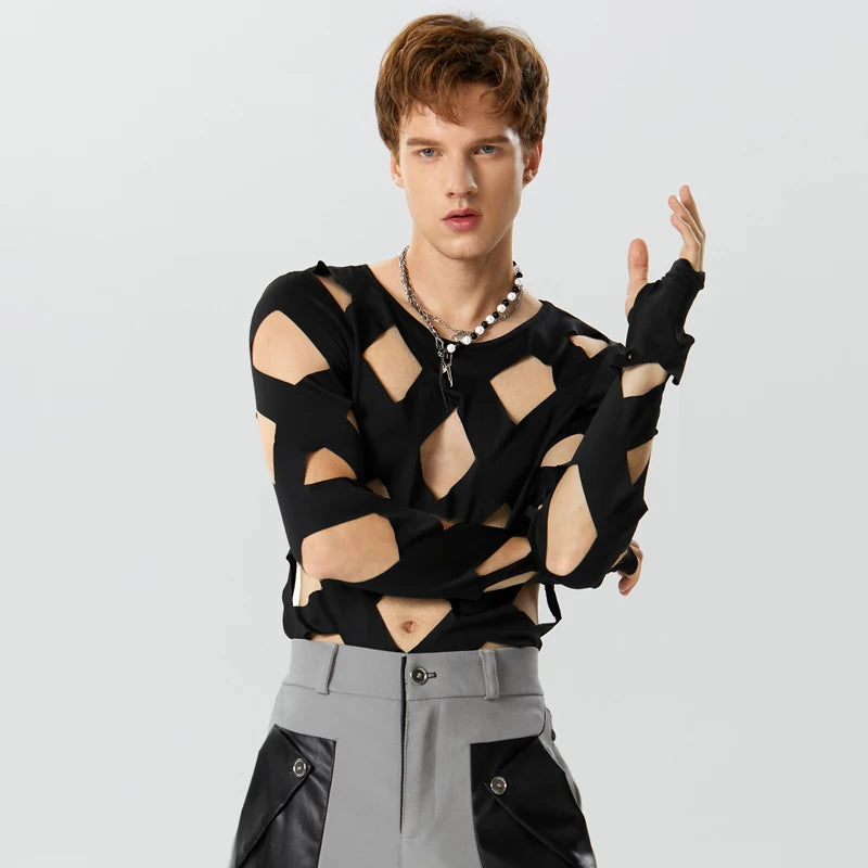 a sexy man in Black No Talking Cutout Bodysuit - pridevoyageshop.com - gay men's lingerie, bodywear, fetish wear
