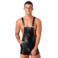 a sexy man in Black P-Town Party Shortalls - pridevoyageshop.com - gay men's fashion, clubwear, party outfit
