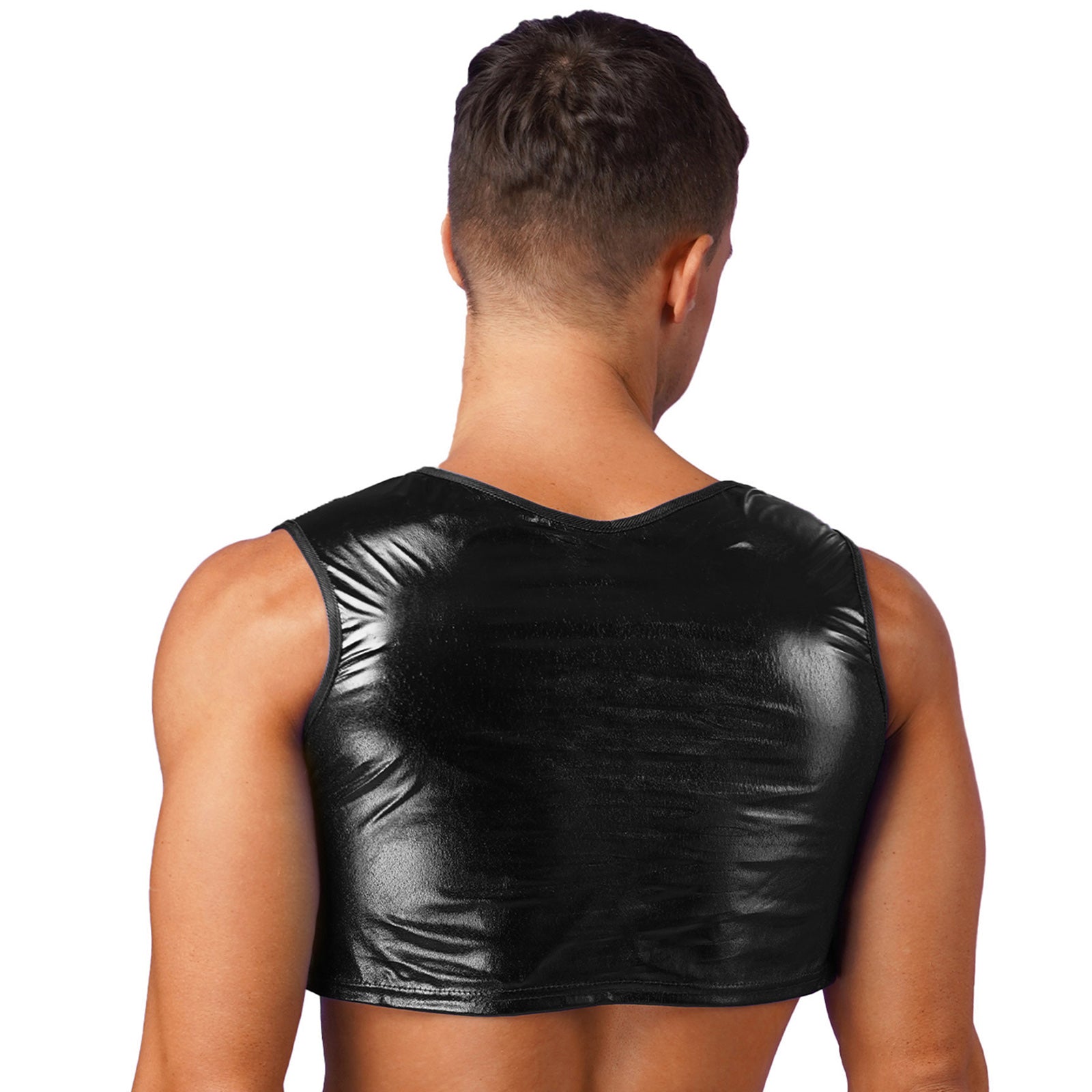 a sexy man in Black Panic Crop - pridevoyageshop.com - gay men's fashion, clubwear, party outfit
