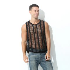a sexy man in Black Pool Queen Net Top - pridevoyageshop.com - gay men's fashion, clubwear, party outfit

