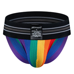 a sexy man in Black Pride Flash Bikini Brief - pridevoyageshop.com - gay men's underwear, Pride rainbow bikini
