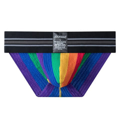 a sexy man in Black Pride Flash Bikini Brief - pridevoyageshop.com - gay men's underwear, Pride rainbow bikini
