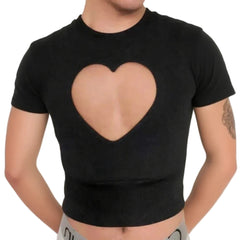 a sexy man in Black Twink Candy Heart Crop Top - pridevoyageshop.com - gay men's fashion, clubwear, party outfit
