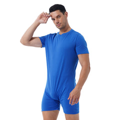 a sexy man in Blue Boy Next Door Romper - pridevoyageshop.com - gay men's lingerie, bodywear, fetish wear

