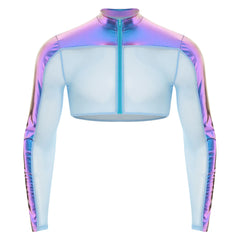 a sexy man in Blue Hyperstrike Crop Jacket - pridevoyageshop.com - gay men's fashion, clubwear, party outfit
