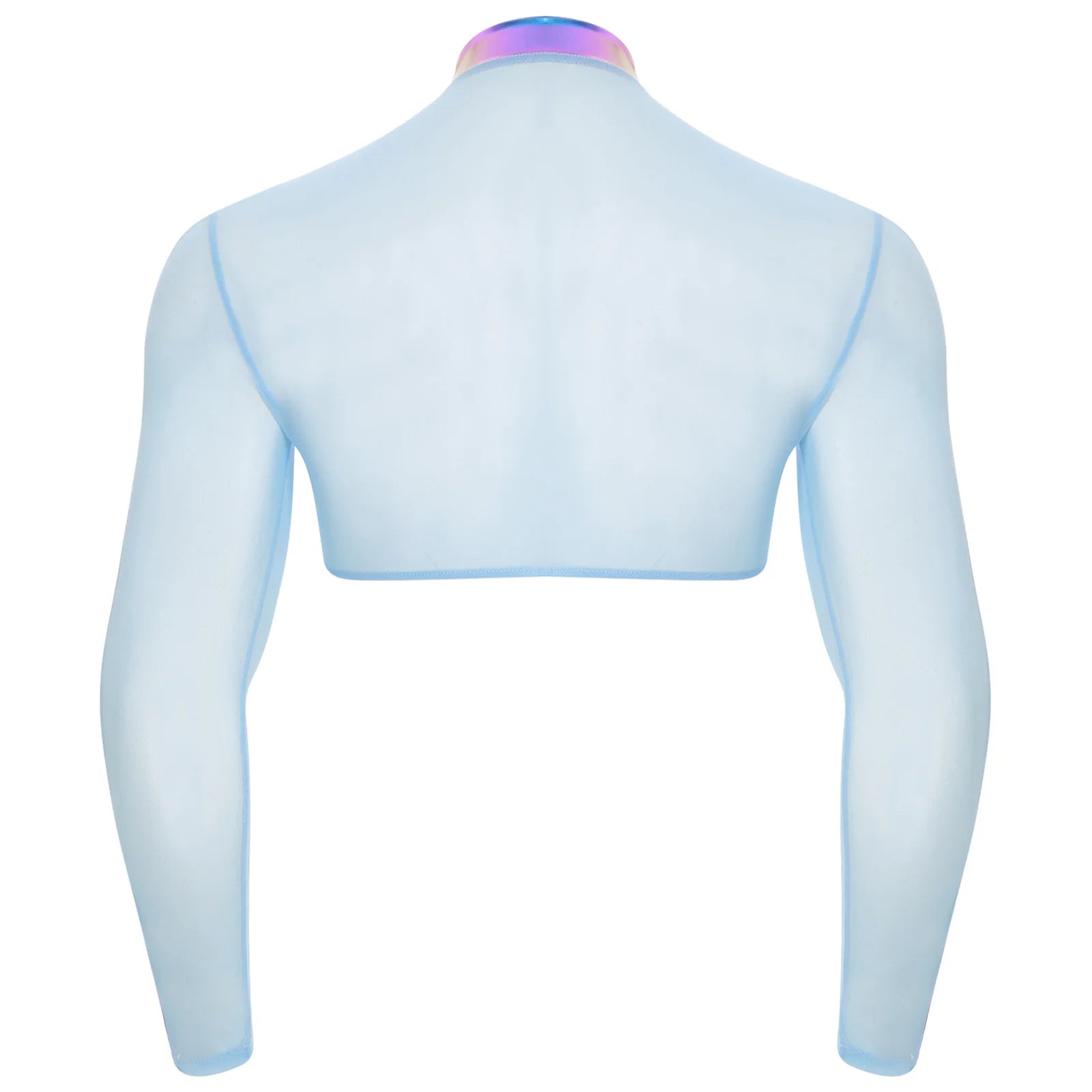 a sexy man in Blue Hyperstrike Crop Jacket - pridevoyageshop.com - gay men's fashion, clubwear, party outfit
