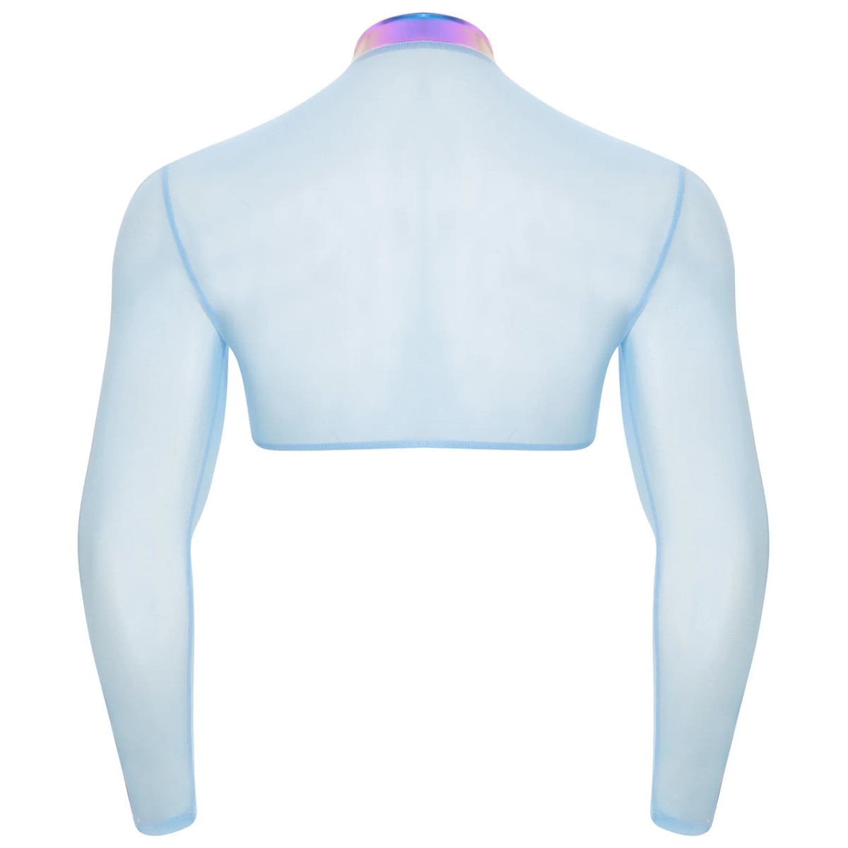 a sexy man in Blue Hyperstrike Crop Jacket - pridevoyageshop.com - gay men's fashion, clubwear, party outfit
