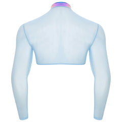 a sexy man in Blue Hyperstrike Crop Jacket - pridevoyageshop.com - gay men's fashion, clubwear, party outfit
