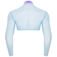 a sexy man in Blue Hyperstrike Crop Jacket - pridevoyageshop.com - gay men's fashion, clubwear, party outfit
