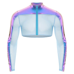 a sexy man in Blue Hyperstrike Crop Jacket - pridevoyageshop.com - gay men's fashion, clubwear, party outfit
