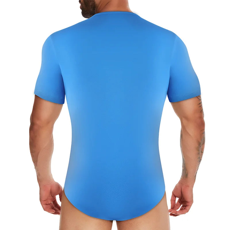 a sexy man in Blue No-Talking Bodysuit - pridevoyageshop.com - gay men's lingerie, bodywear, fetish wear
