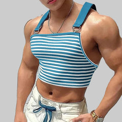 a sexy man in Blue Sailor Flirt Suspender Crop - pridevoyageshop.com - gay men's fashion, clubwear, party outfit
