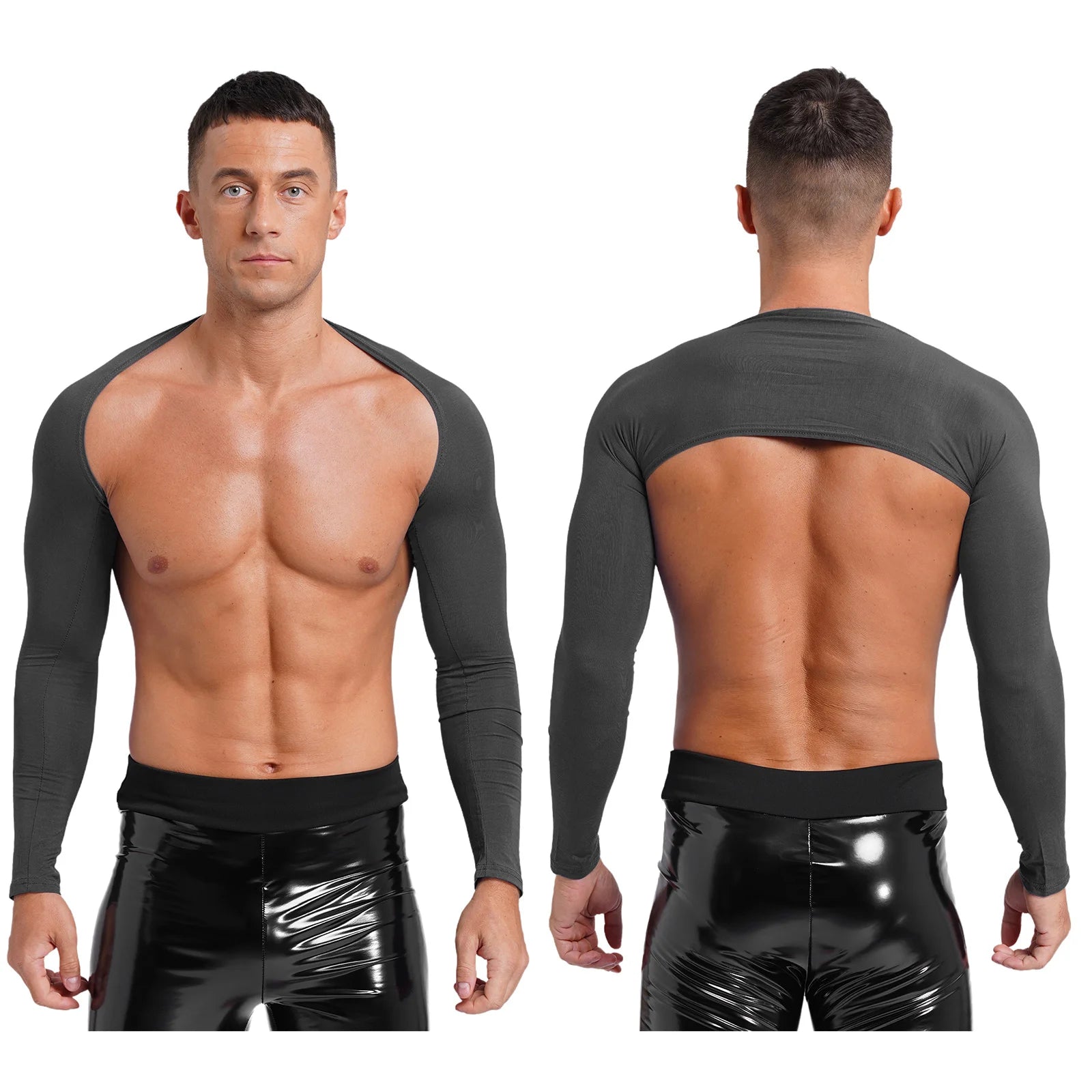 a sexy man in Coffee Night Bus Hookup Shrug - pridevoyageshop.com - gay men's fashion, clubwear, party outfit
