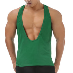 a sexy man in Dark green Discipline Plunge Tank - pridevoyageshop.com - gay men's fashion, clubwear, party outfit
