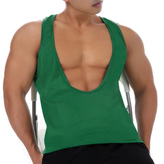 a sexy man in Dark green Discipline Plunge Tank - pridevoyageshop.com - gay men's fashion, clubwear, party outfit
