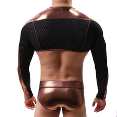 a sexy man in Gold Cellblock Code Flash Bolero - pridevoyageshop.com - gay men's fetish accessories, kinky play gear
