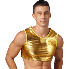 a sexy man in Gold Panic Crop - pridevoyageshop.com - gay men's fashion, clubwear, party outfit
