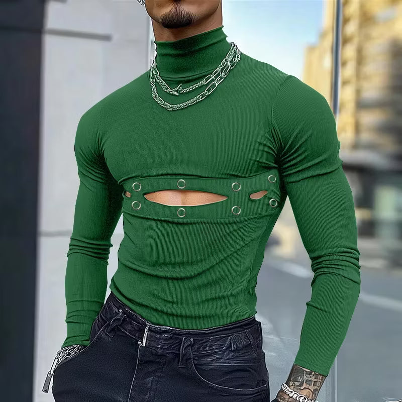 a sexy man in Green Charli Cutout Turtleneck - pridevoyageshop.com - gay men's fashion, clubwear, party outfit
