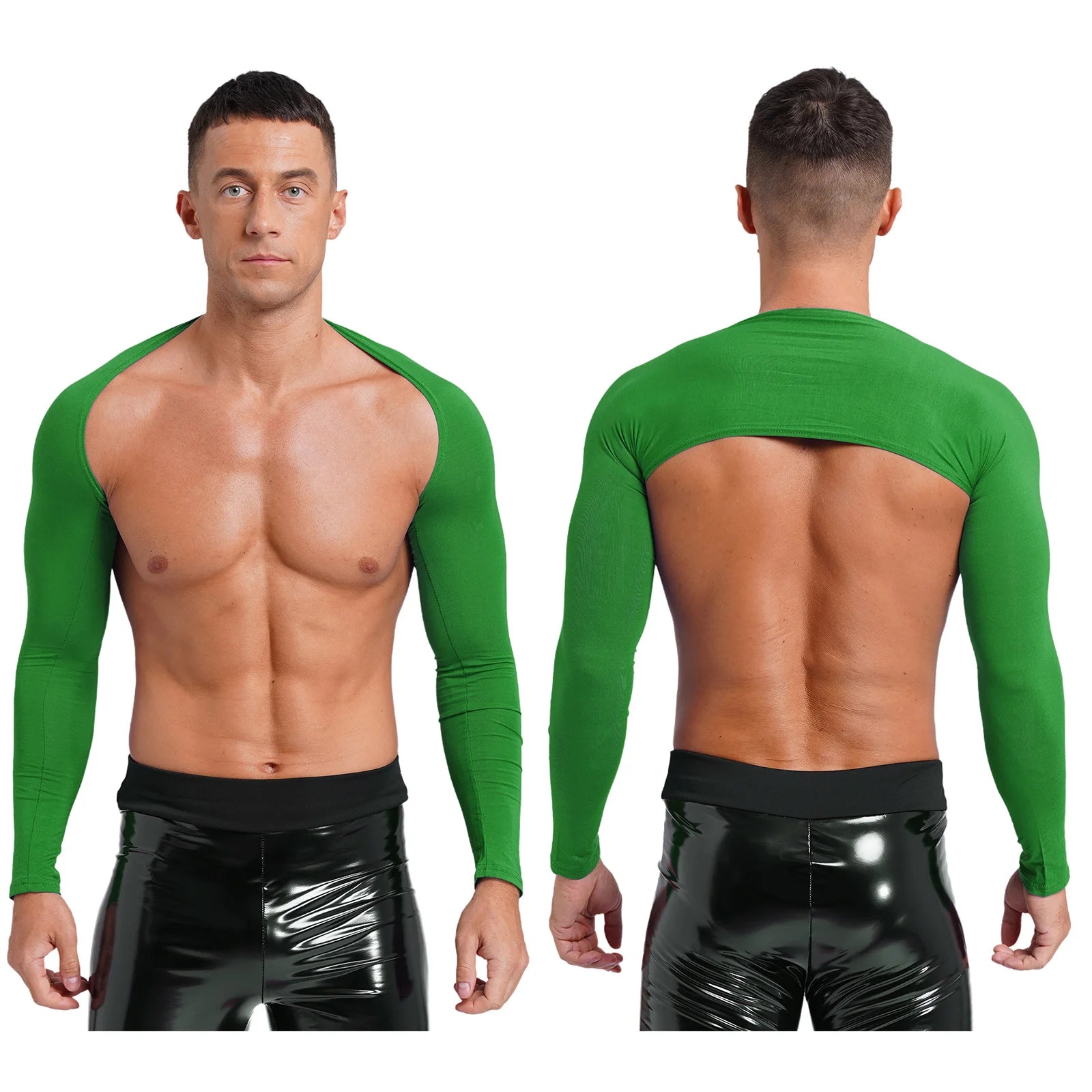 a sexy man in Green Night Bus Hookup Shrug - pridevoyageshop.com - gay men's fashion, clubwear, party outfit
