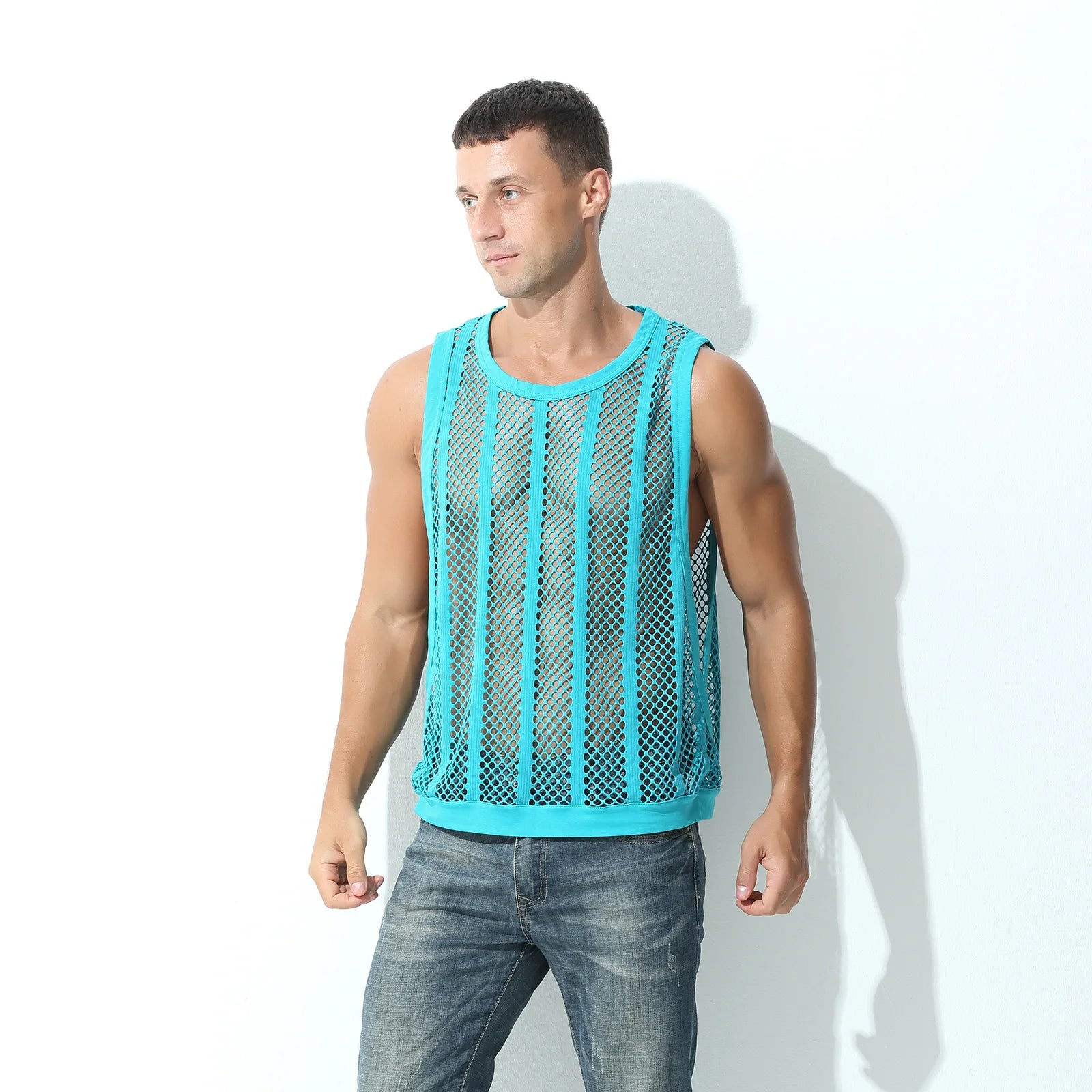 a sexy man in Green Pool Queen Net Top - pridevoyageshop.com - gay men's fashion, clubwear, party outfit
