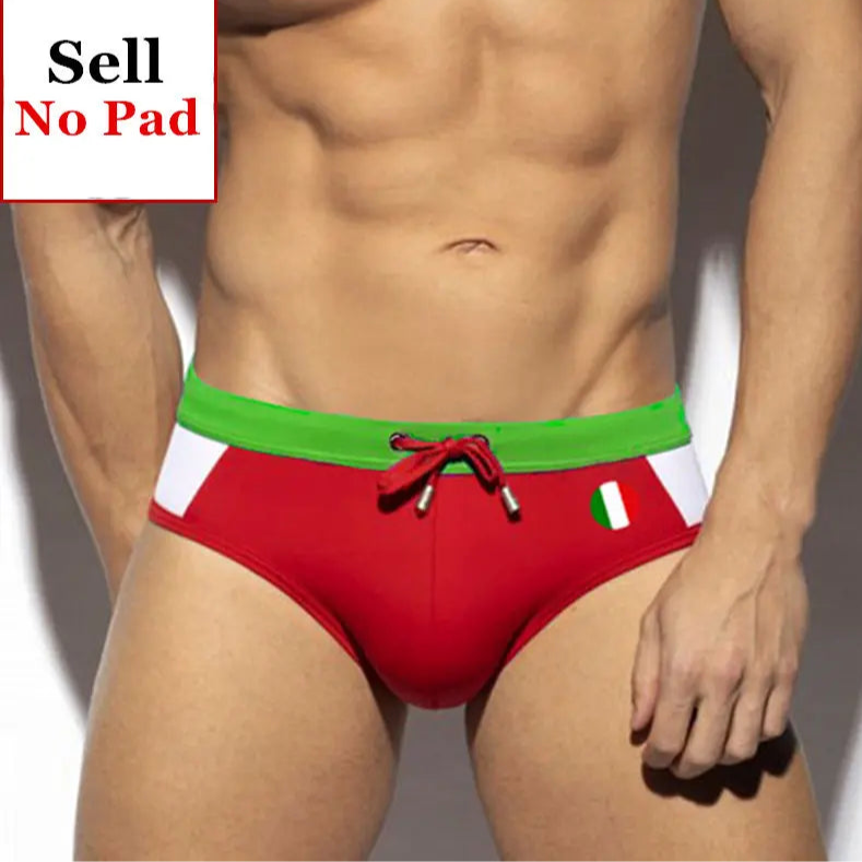 a sexy man in Italy flag Men’s World Play National Flags Swim Briefs - pridevoyageshop.com - gay men’s sexy swim briefs, trunks, board shorts, and bikinis