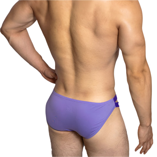 a sexy man in Lavender DM Men’s “Sex Boy” Side-Strap Brief - pridevoyageshop.com - gay men’s thongs, boxers, briefs and jockstraps