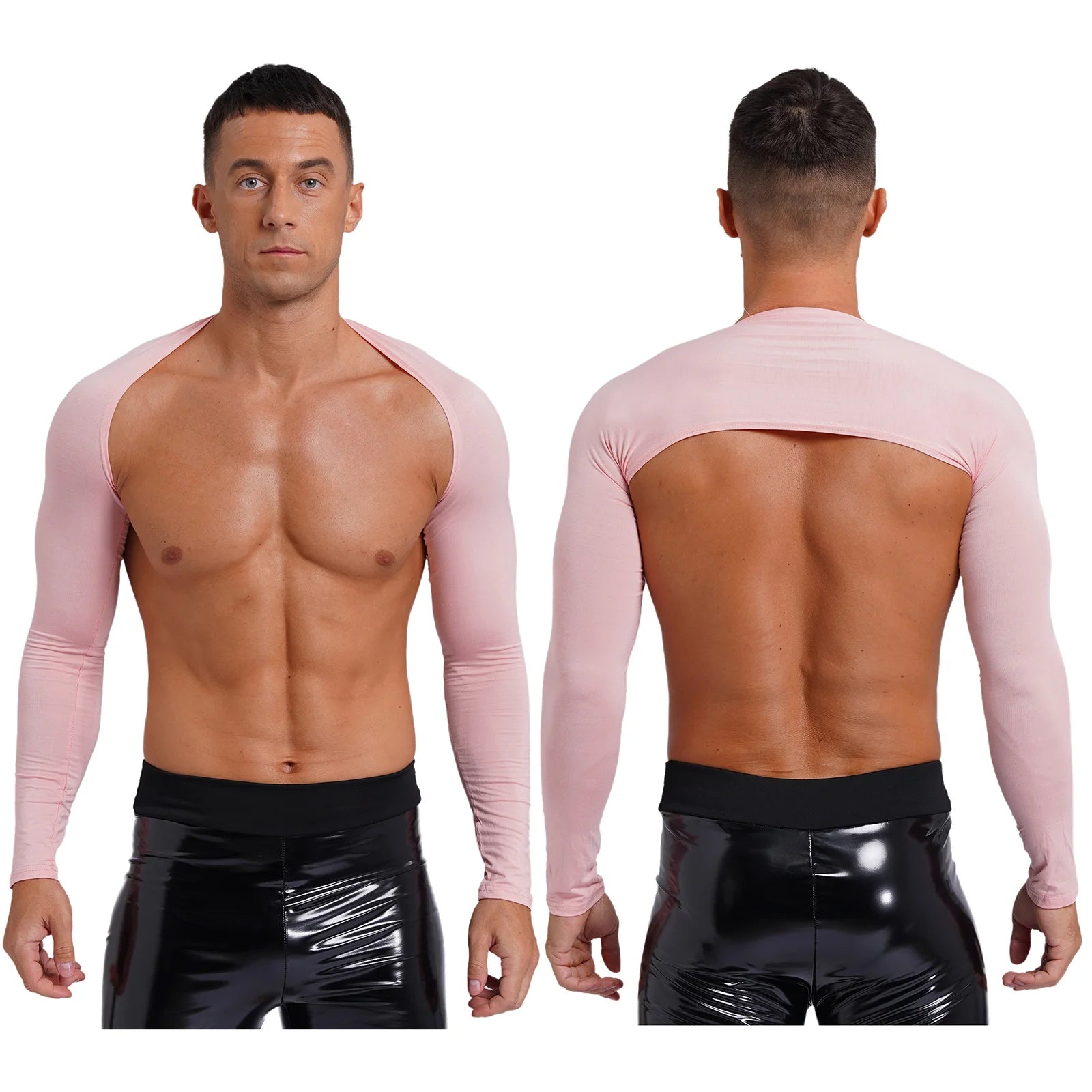 a sexy man in Light Pink Night Bus Hookup Shrug - pridevoyageshop.com - gay men's fashion, clubwear, party outfit
