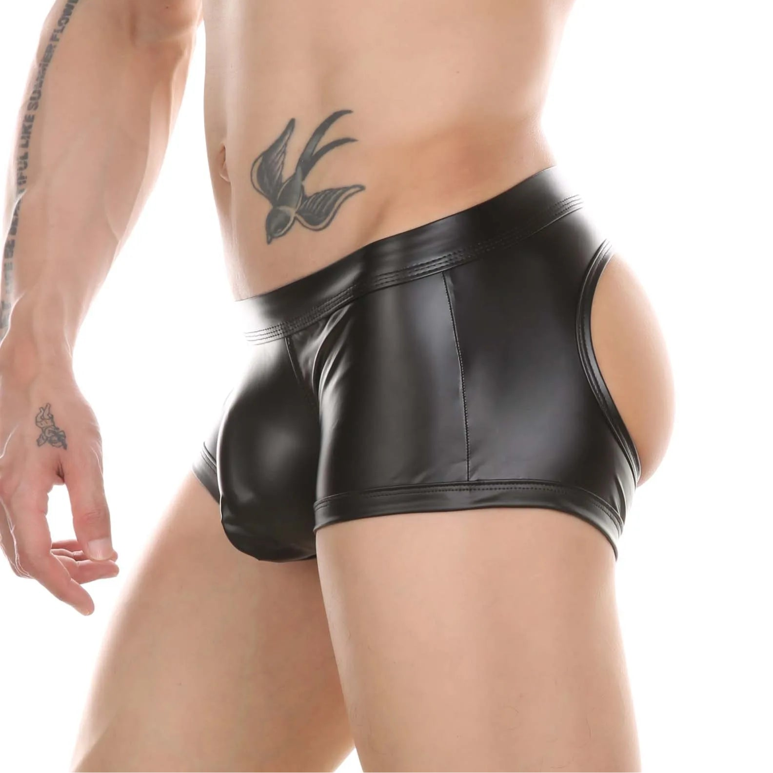 a sexy man in Men’s Bare Cheeks PU Leather Boxer - pridevoyageshop.com - gay men’s thongs, boxers, briefs and jockstraps