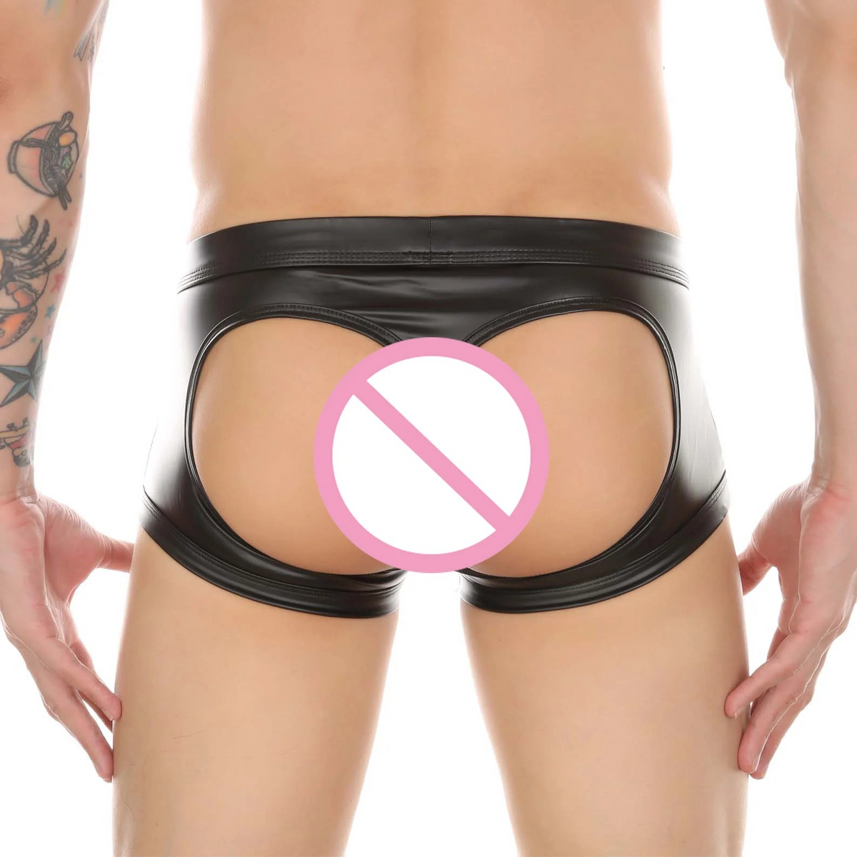 a sexy man in Men’s Bare Cheeks PU Leather Boxer - pridevoyageshop.com - gay men’s thongs, boxers, briefs and jockstraps